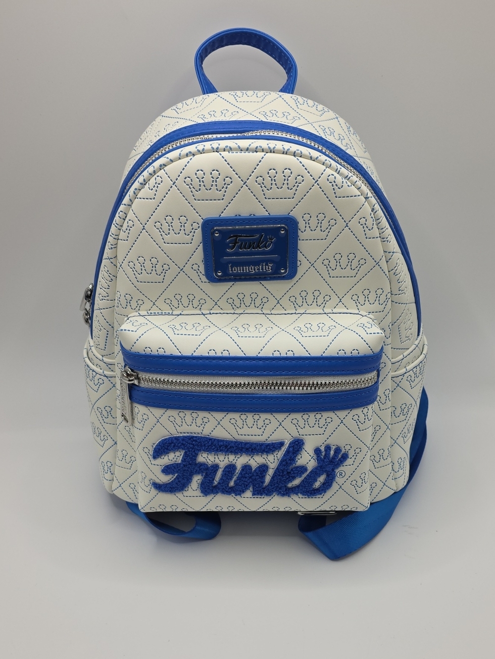 Funko White and Blue Mini Backpack with Crown Motif